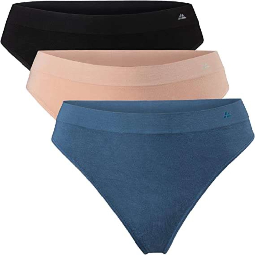 Danish Endurance Women's Seamless Bamboo Bikini Briefs, Marine/Beige/Black, XS